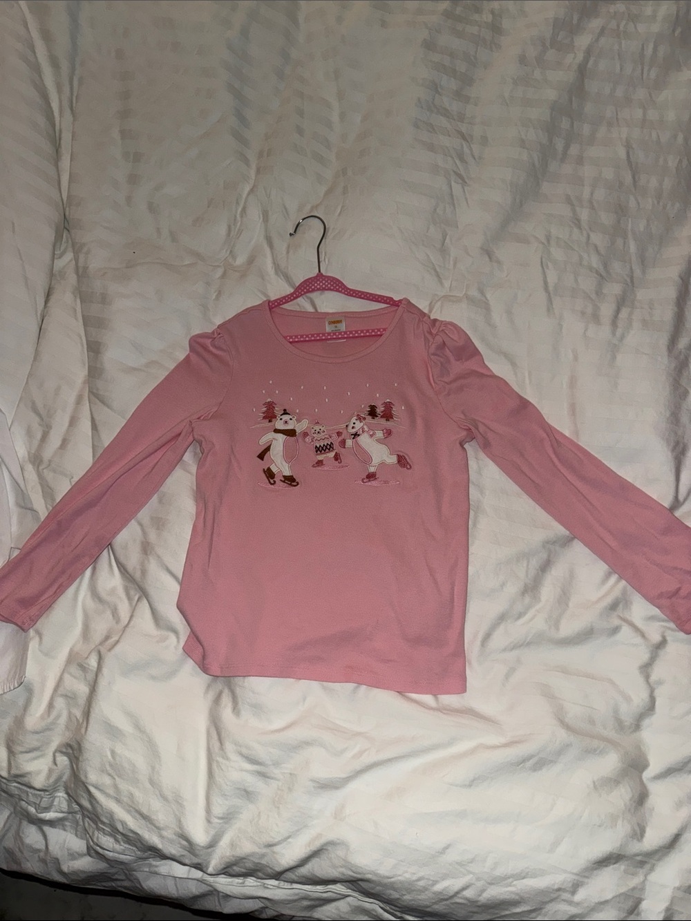 Gymboree Pink Long-Sleeve Penguin Ice Skating Tee